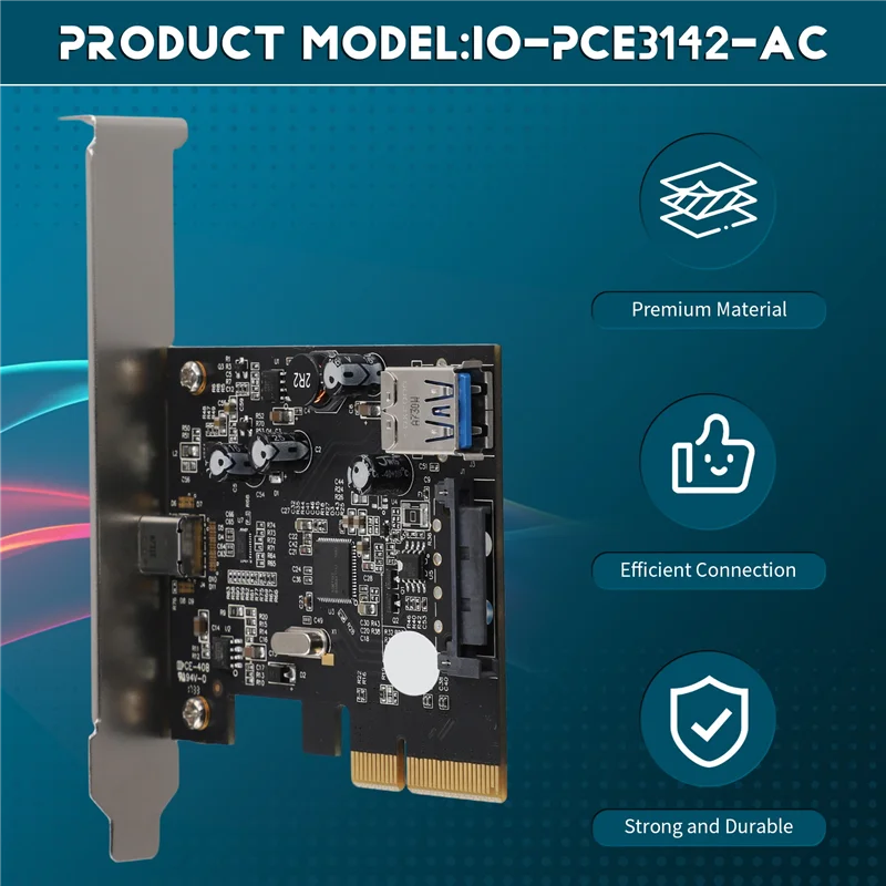 

Well Made-Adapter Card PCI-E 4X To USB3.1 Expansion Card 10G Rear Adapter TYPE-C+TYPE-A Board ASM1142 Module