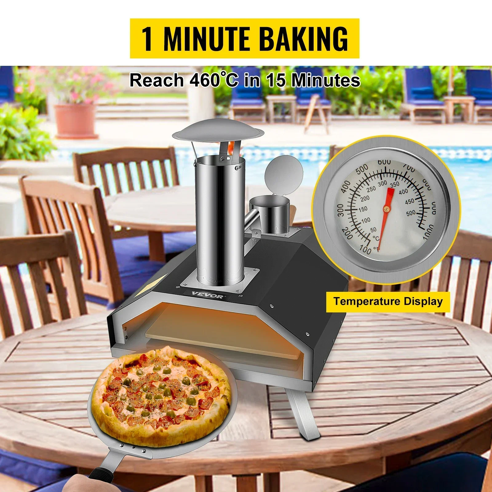 

Insulated Outdoor Pizza Oven - 304 Stainless Steel Fol304 Stainless Steel Insulated dable Stand Complete Accessories for Camping