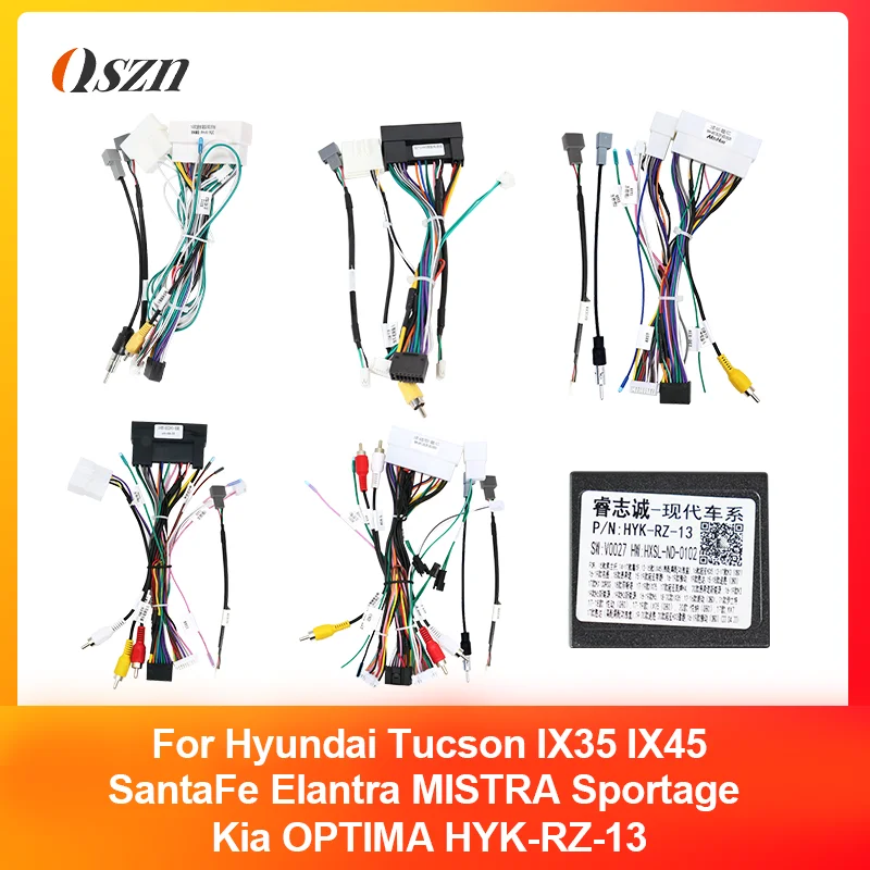 Adaptador de arnés con enchufe de 16 pines a 18 pines y 24 pines para Hyundai Tucson IX35 IX45 SantaFe Elantra MISTRA Sportage Kia OPTIMA HYK-RZ-13