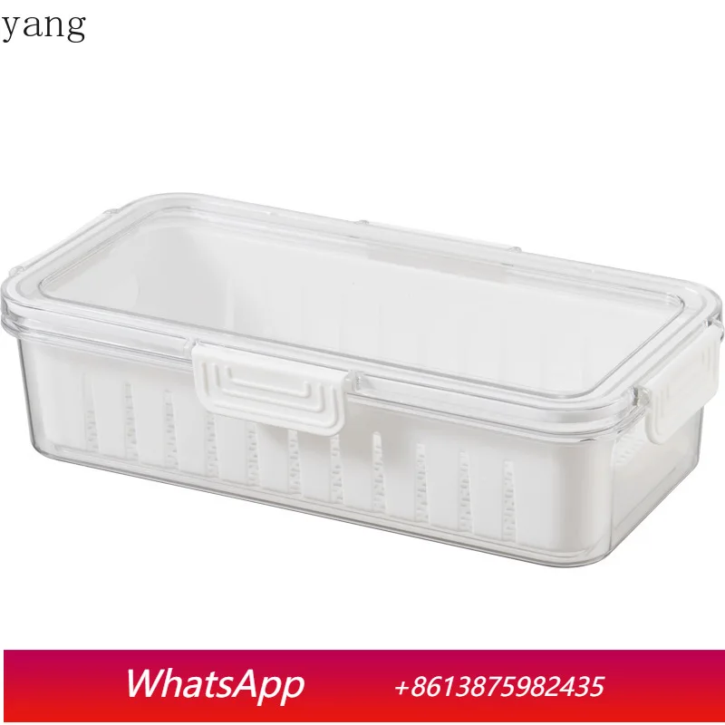 

CX Kitchen Supplies Seafood Vegetables Long Drain Box Transparent Plastic with Lid