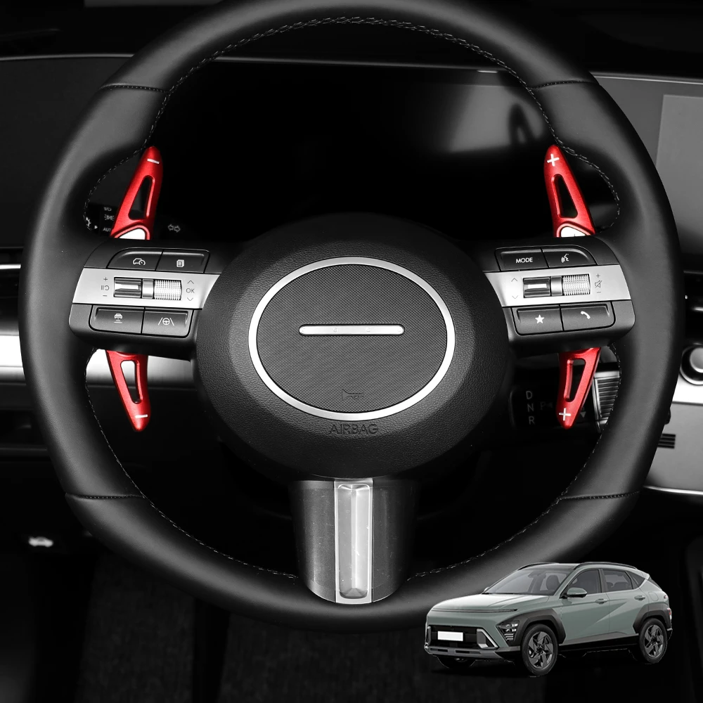 For Hyundai Kona SX2 2024 2025 2026 Car Tuning 2PCS Aluminum Alloy Steering Wheel Paddle Shifter Extension Cover Accessories