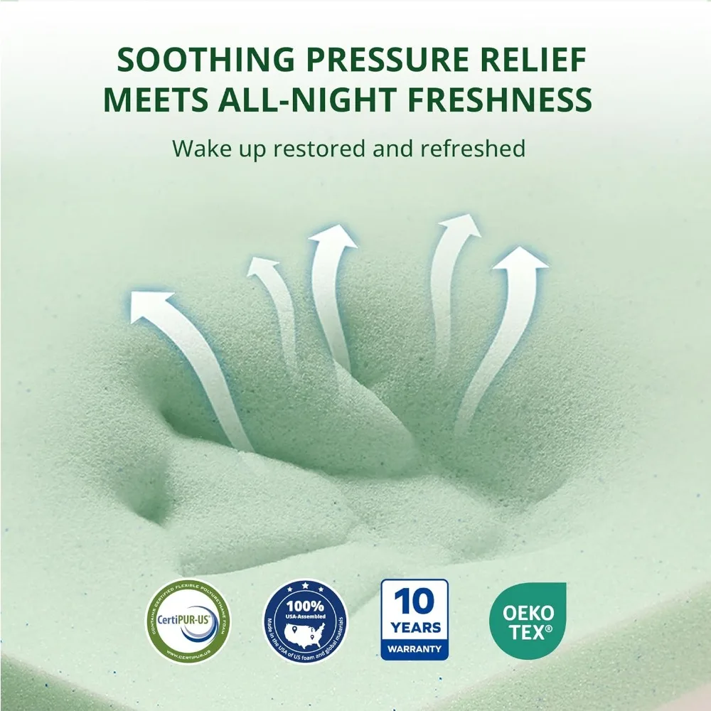 Materasso per camper corto da 10 pollici King, materasso verde gel rinfrescante per camper, camper e rimorchi, certificato certificato certifico USA, progettato e come