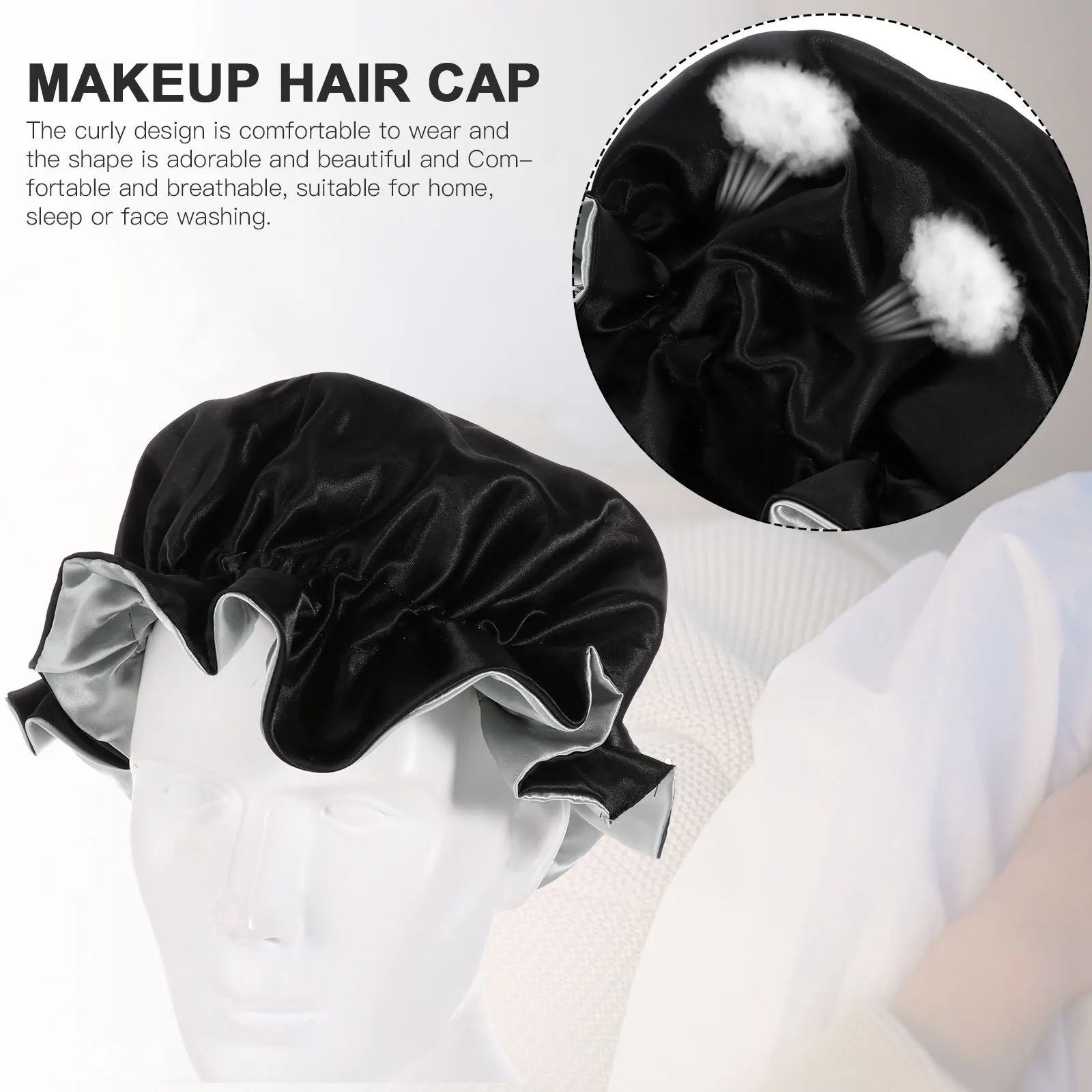 

Double Layer Satin Bonnet Hair Loss Prevention Smooth Silky For Women Adjustable Sleeping Hat Headscarf