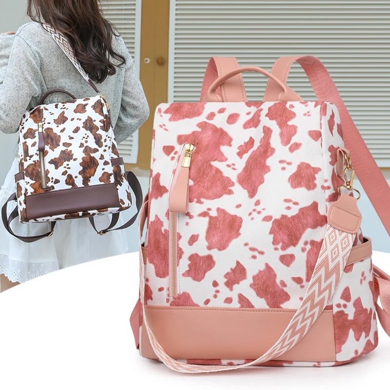 أزياء المرأة بو الجلود على ظهره سعة كبيرة مكافحة سرقة أنيق حقائب كتف عادية العصرية الفتيات السفر Daypack خفيفة الوزن #3