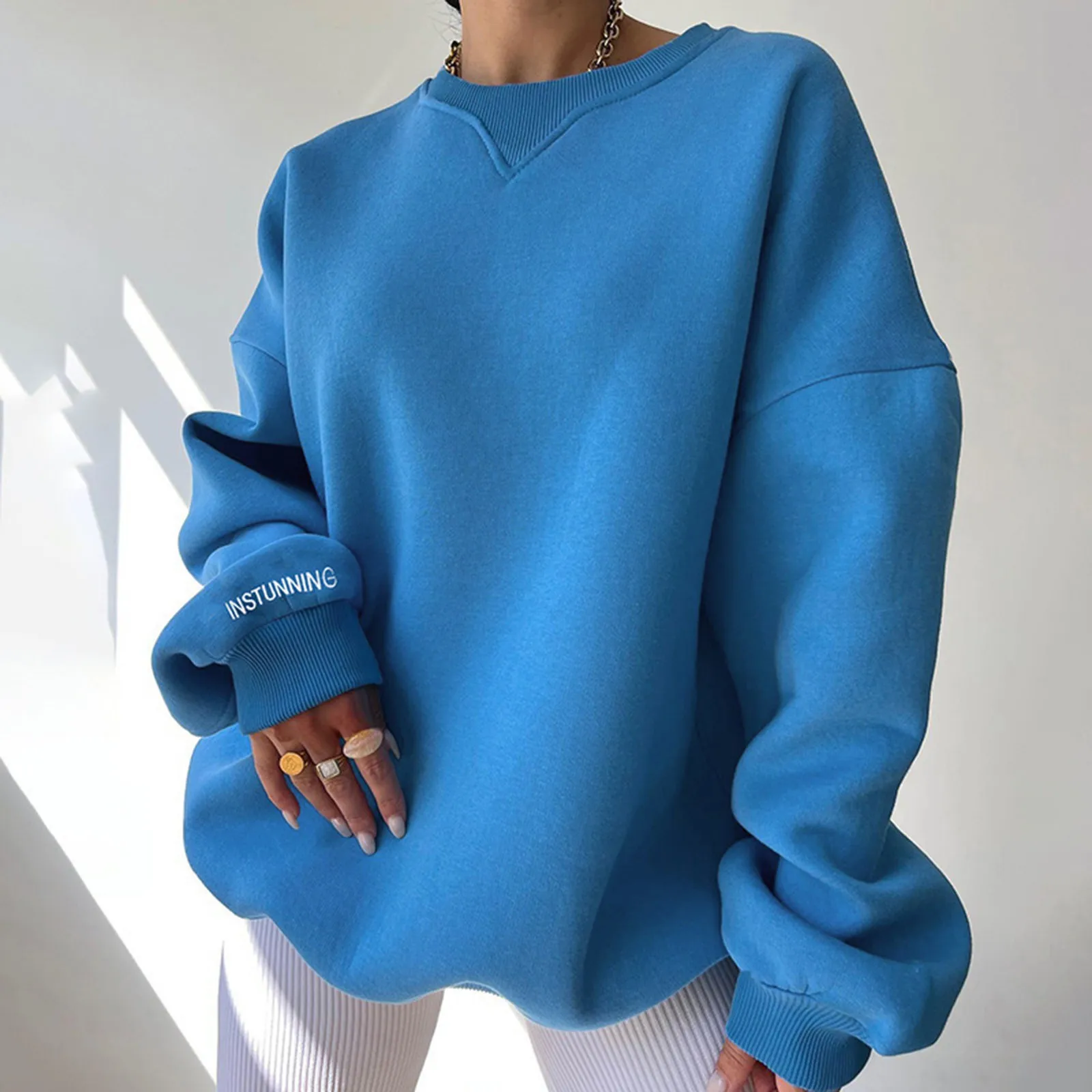 Korean Clothes Ladies Sweatshirt Women Autumn Oversized Pullover Harajuku Casual Multi Solid Color Crewneck Tracksuit 후드티