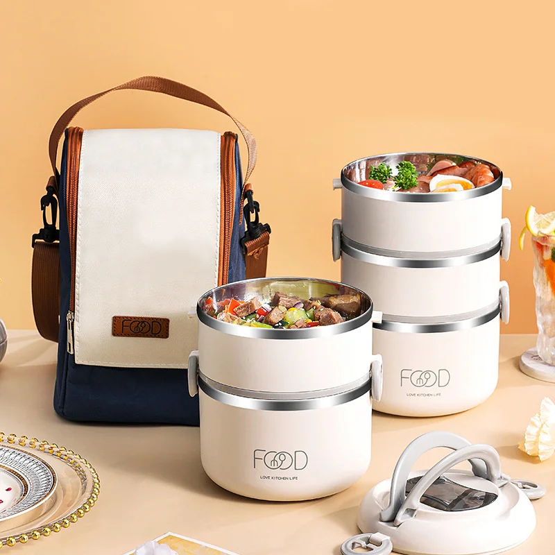 Bento Box portatile multistrato in acciaio inossidabile 304 riscaldabile con cucchiaio Snack Box per studenti e lavoratori