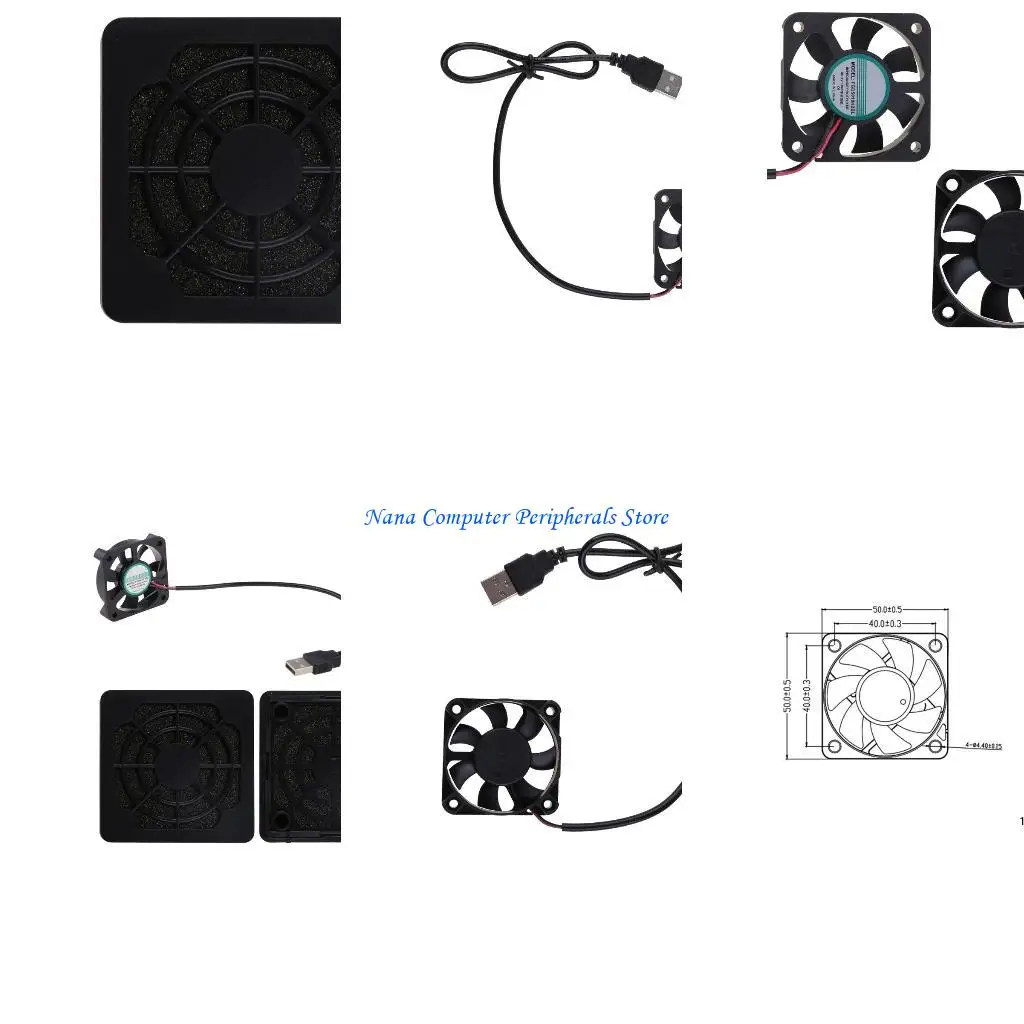 

F68C 1PC 5V USB -разъем ПК -вентилятор Вентилятор теплоистотого охлаждения выхлопного охлаждения для кабеля w/45см 50x50x