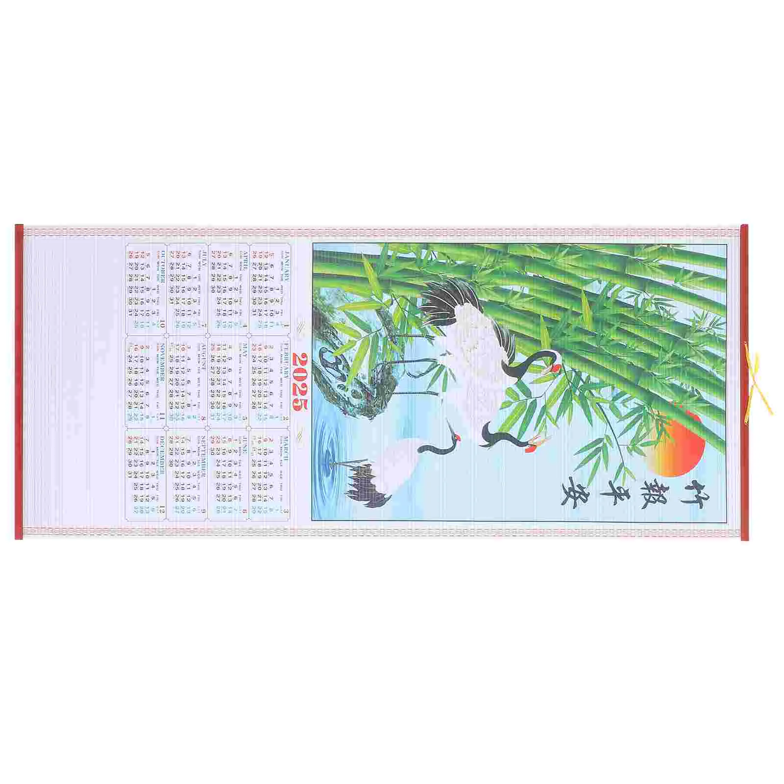 Rattan Year of The Snake Hanging Scroll Calendar Dating Wall Chinese Paper Planning Clear Printed Monthly