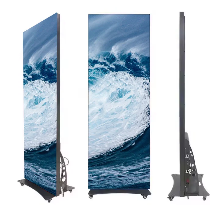 شاشة ممتدة رائجة البيع شاشة LED آلة الإعلان وصول جديدة عجلات عرض الملصق Led