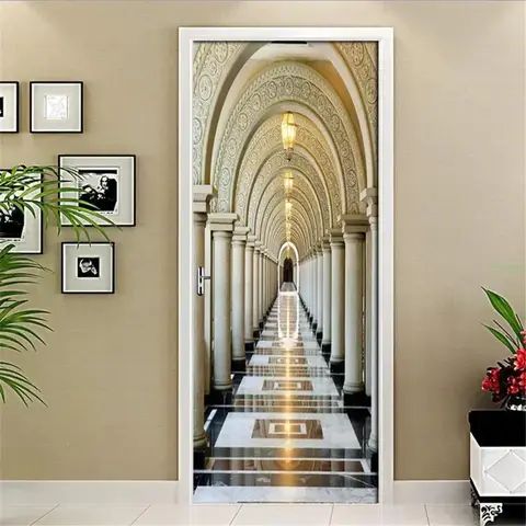 복도 모던 문짝 스티커, PVC 3D DIY 자체 접착 추상 패션 벽지, 거실 아트 포스터 벽화