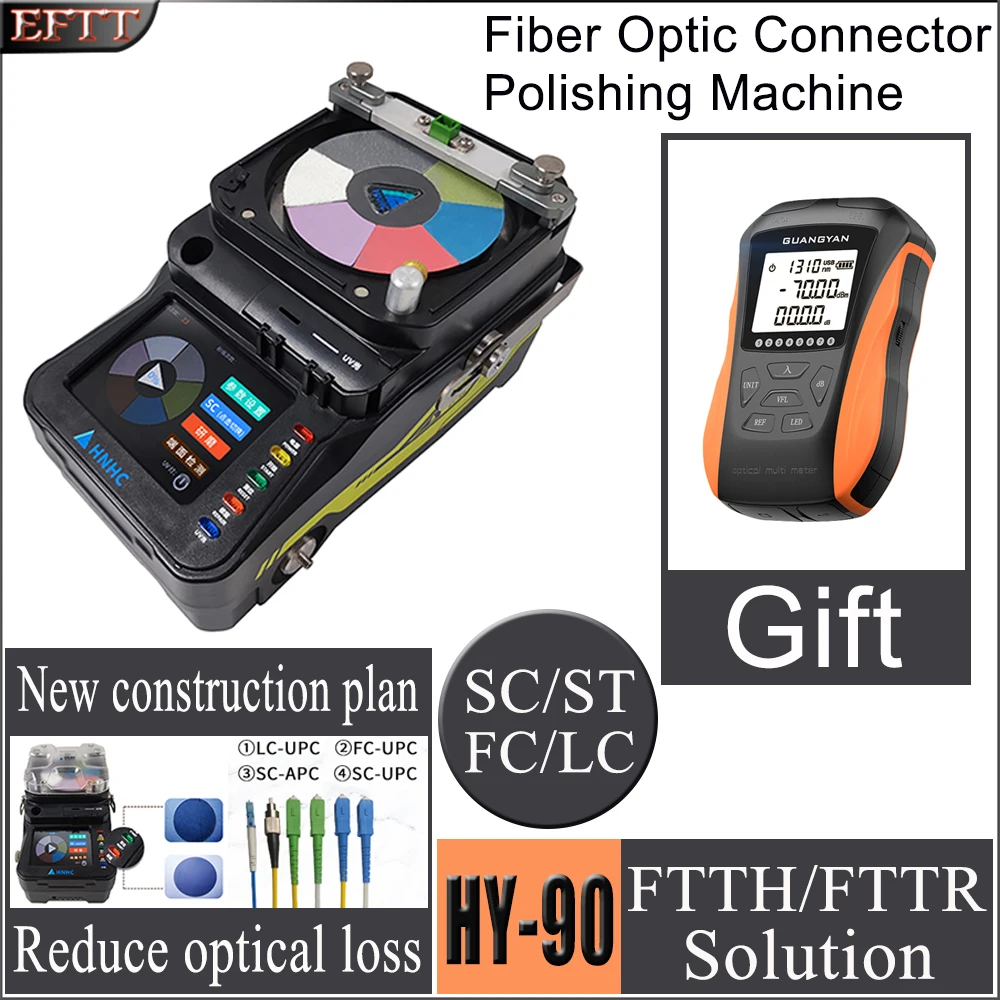 

HY-90 Fiber Optic Cleaner Connector Polishing Machine Tester Splicing Machine LC/SC/FC/ST Optical Grinding Cleaning Tool