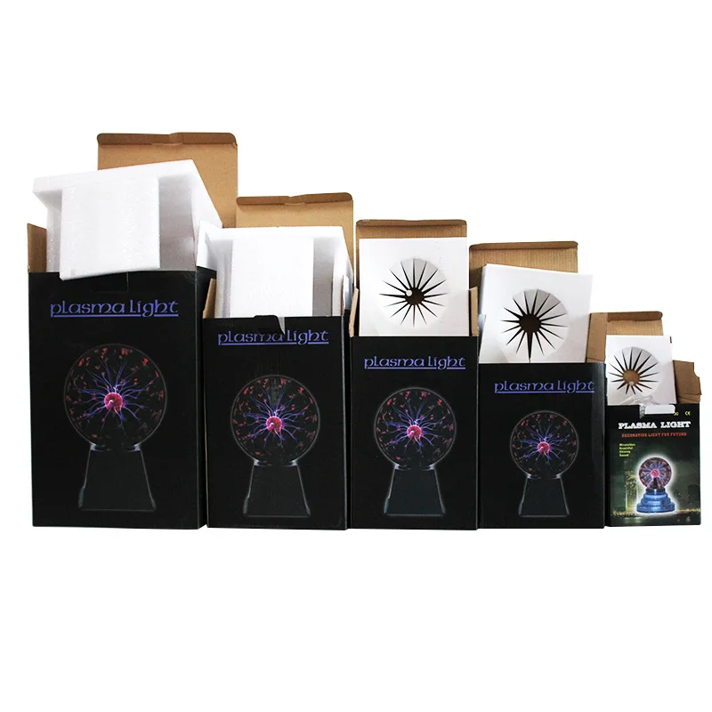신기한 마법 크리스탈 플라즈마 볼 터치 조명 3 4 5 6 8인치 LED 야간 조명 유리 플라즈마 볼 구형 테이블 조명 USB