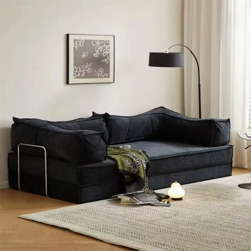 Simple reclining boneless sofa set with expandable functions, vacuum packaging, modern sofa bed