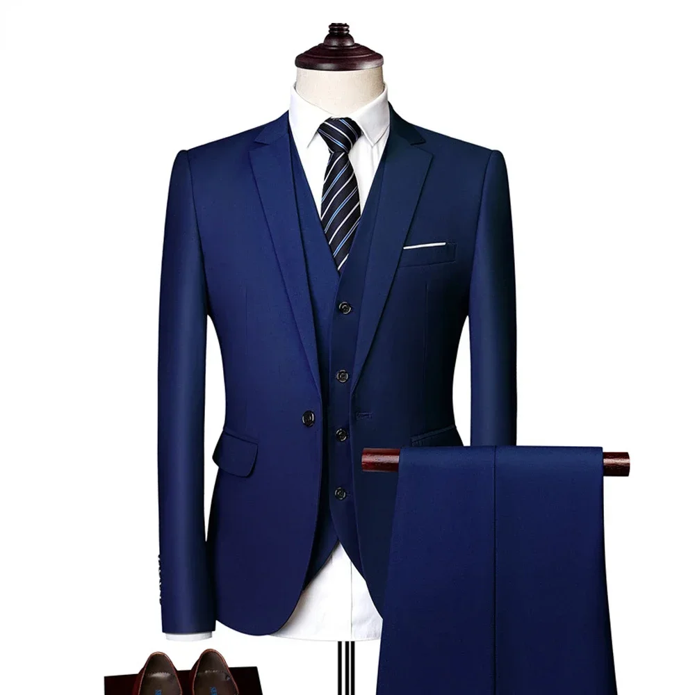 Suits For Men Elegant Wedding 3 Pieces 2 Set Luxury Fashion Classic Full Jackets Vest Pants Blazers Outfit 2024 Formal Costume