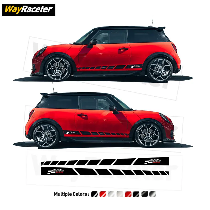 

2 шт. виниловые наклейки-полоски на боковые двери для MINI Cooper 2024 F66 JCW 2025 2026 J01 John Cooper Works F65 F67 U25 J05 Aceman
