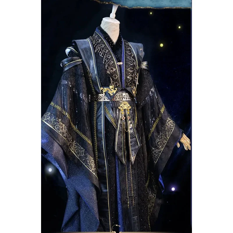 Black Color Series Emperor General Style Male Costume for Drama Cosplay Hanfu High Quality Cos Mo Ran w Cape Swordman Outfits