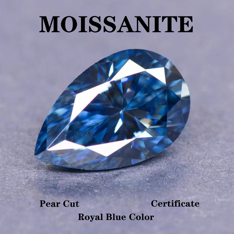 

Moissanite Pear Cut Natural Royal Blue Color for Jewel Making DIY Charms Ring Necklace Earrings Main Materials with Certificate