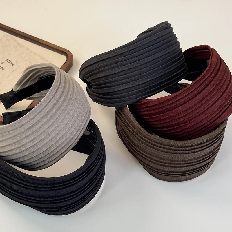 Retro Simple Wide Side Stripes Headband Women Temperament Hair Hoop Female Antiskid Hair Band Autumn Winter Hair Accessories New