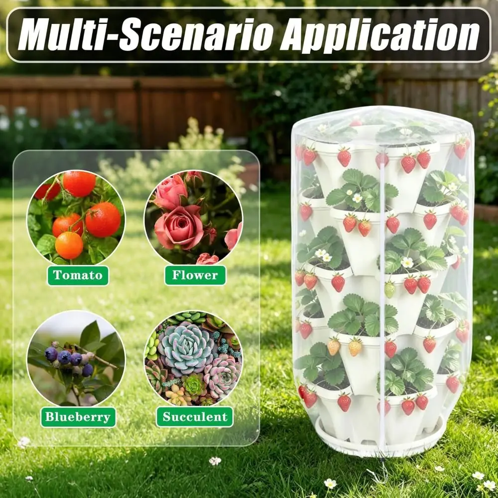 Portable with Zipper Mesh Plant Covers Reusable Protection Strawberry Covers Stackable Plant Protectors Greenhouse