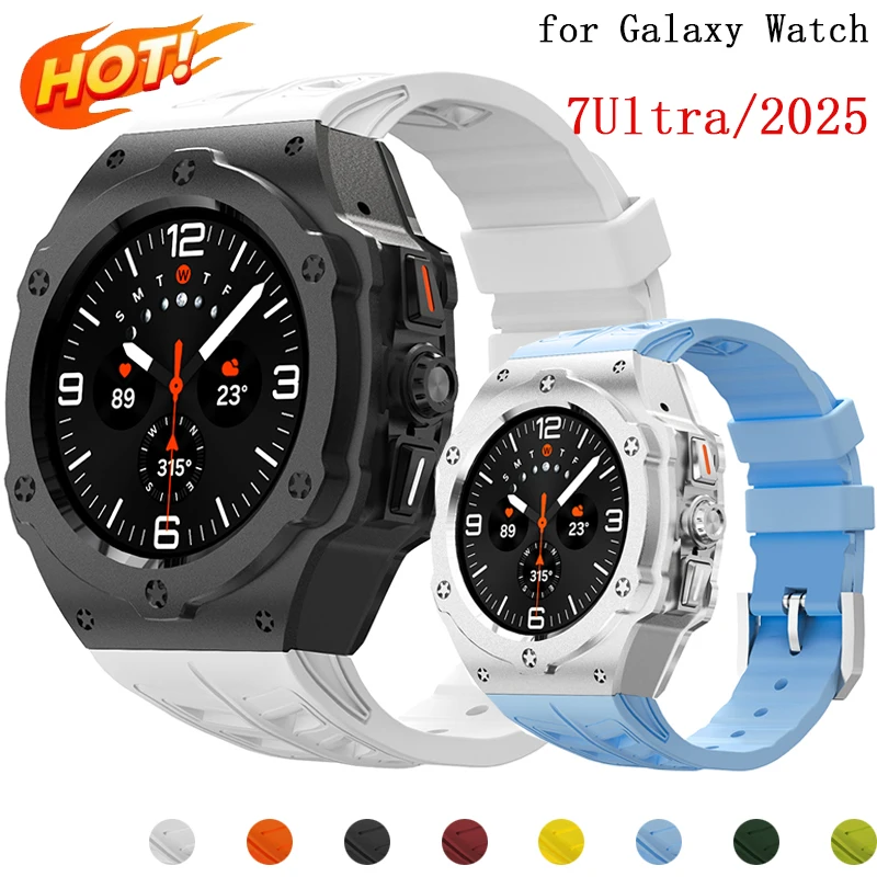 

Роскошный комплект модификации для Galaxy Watch 7Ultra 47, чехол из нержавеющей стали, силиконовый ремешок для Galaxy Watch Ultra2025, аксессуары «сделай сам»
