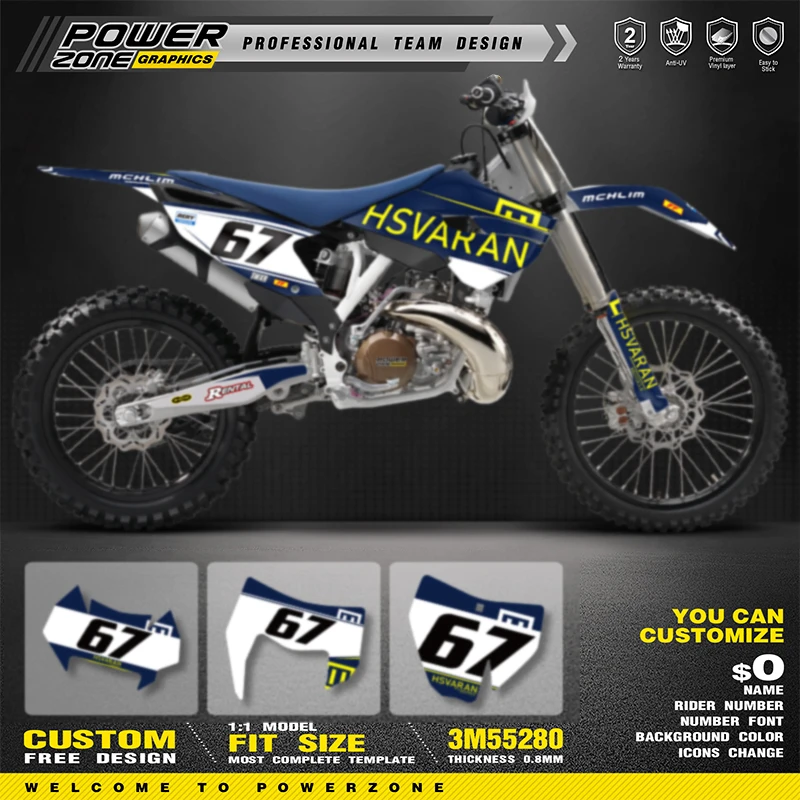 

PowerZone Custom Team Background Graphics Decals Stickers Kit For Husqvarna Decal 2014-2015 TC FC 2014-2016 TE FE 125-450CC 21