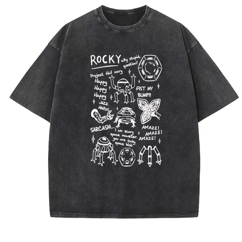 AMAZE Space Monster T-Shirt Men Women Project Hail Mary Rocky T Shirt Funny Sarcasm Humor T-Shirts Casual Round Neck