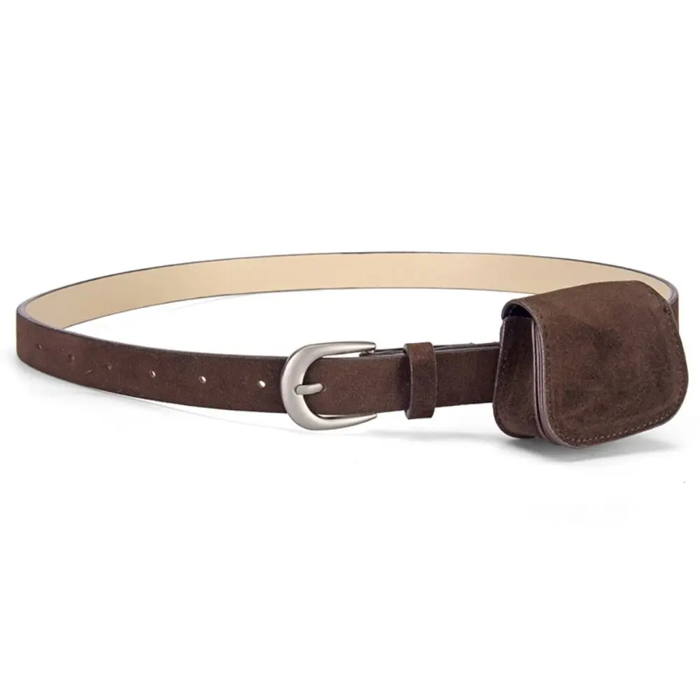 العصرية دبوس مشبك الجلد المدبوغ حزام خصر تصميم فاخر تنوعا الخصر حقيبة حزام جلد النساء حزام الملابس الجينز الديكور #3