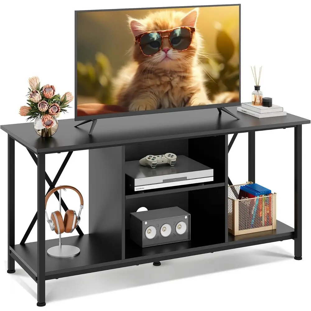 41-Inch TV Stand with Open Storage Shelf for Living Room, Black