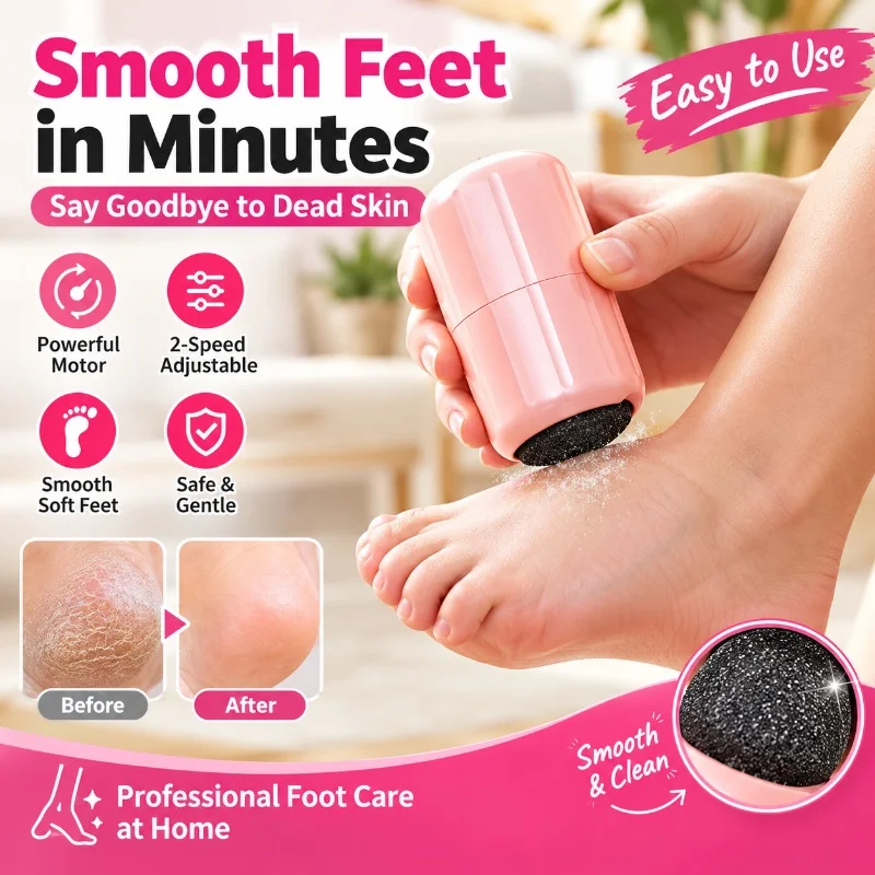 New Model of Small Electric Foot Grinder with USB Charging, 3 Grinding Heads, 400Mah Large Capacity Battery - Easy to Carry - Suitable for Home and Outdoor Travel