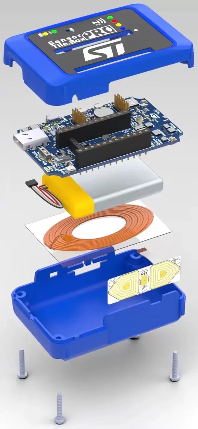 Spot STEVAL-MKBOXPRO sensortile. Box Pro è un pacchetto in scatola wireless programmabile