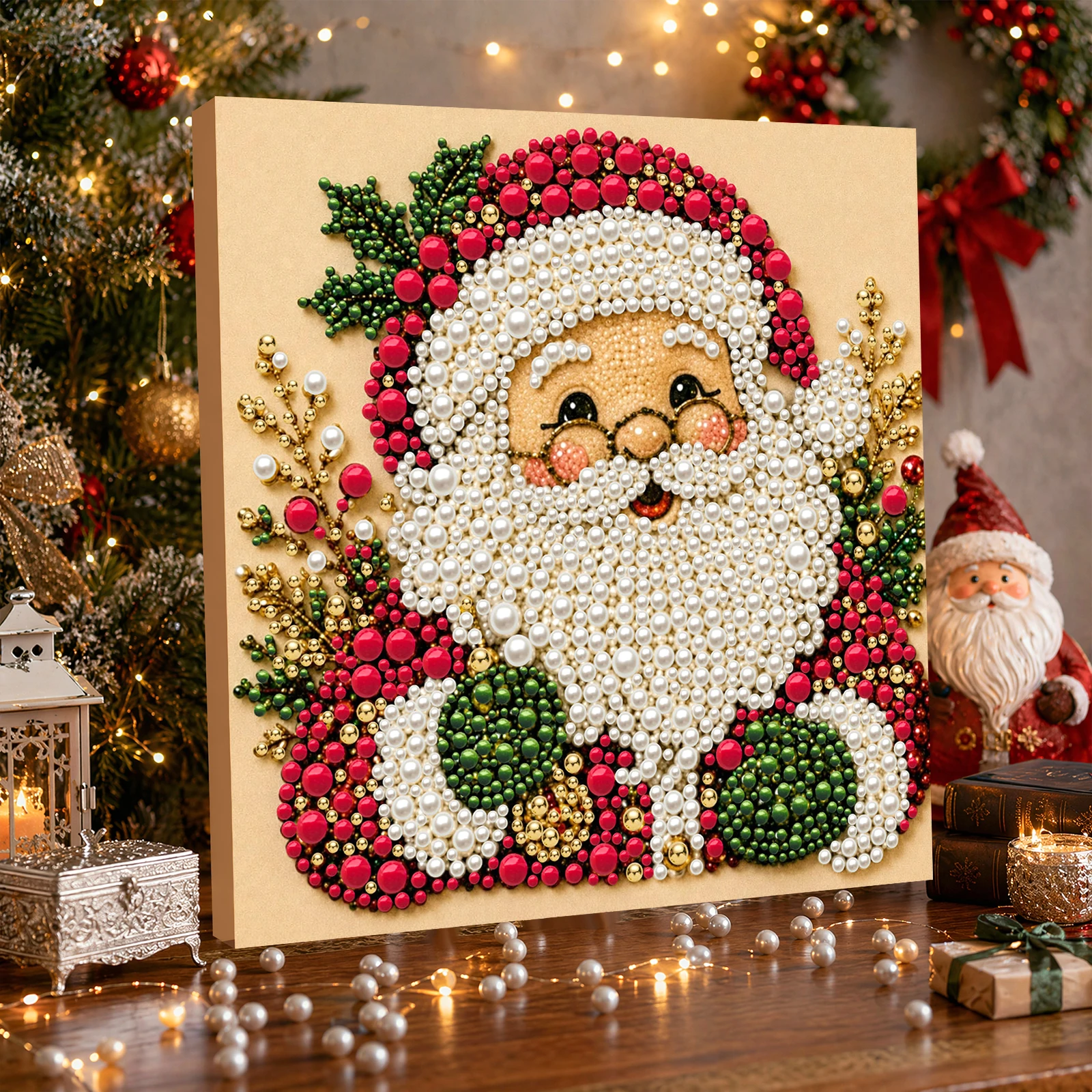 Christmas Decor DIY Santa Claus Snowman 3D Pearl Painting Diamond Art Kits for Beginners 20*20CM for Home Wall Decoration Gift - view 6