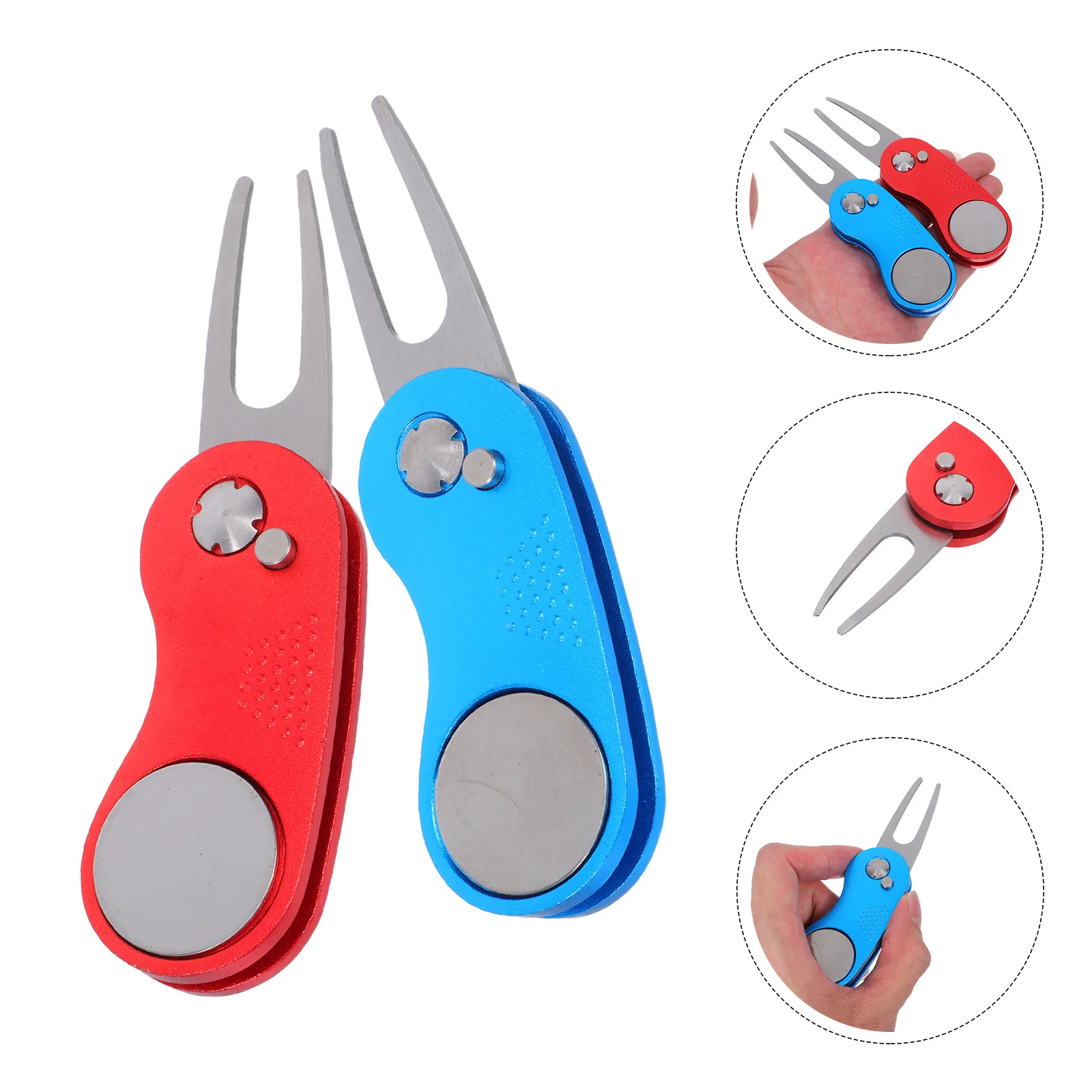 

2 Pcs Golf Green Fork Alignment Tool Divot Tools Putting Ball Mark Repair Aluminum Alloy