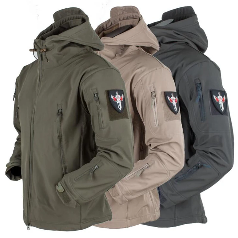 

Fishing Jacket Men Outdoor Fleece Fishing Clothing Softshell Zipper Streetwear Military Hiking Hunting Tactical Hooded Jackets