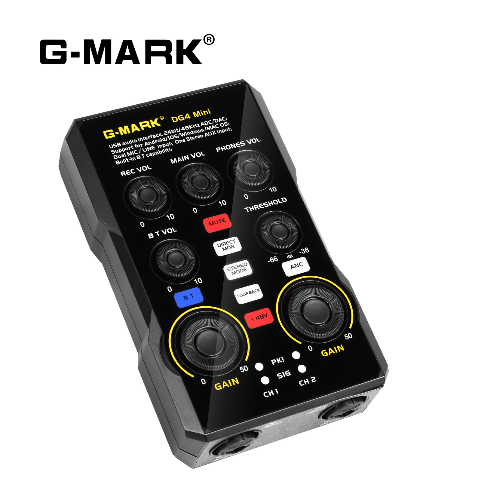 G-MARK DG4 Mixer Podcast Sound Card Audio Interface with DJ Effects for Tiktok Youtube Live Streaming Karaoke Record Gaming