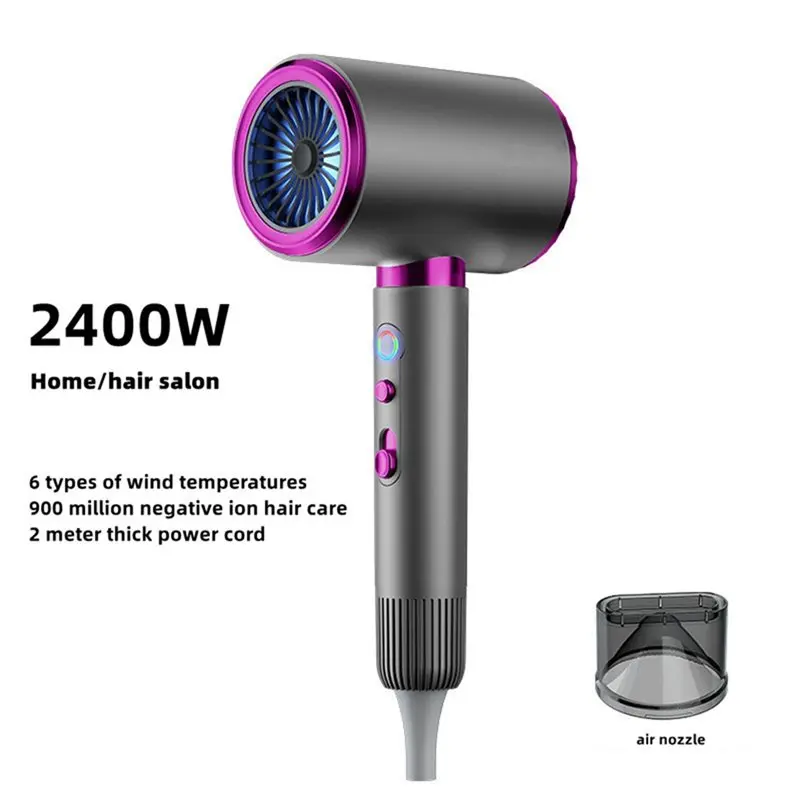 ABBZ-Home Salon Hair Dryer 2400W High-Speed High-Power Silent Constant Temperature Hair Care EU Plug Hammer Style White