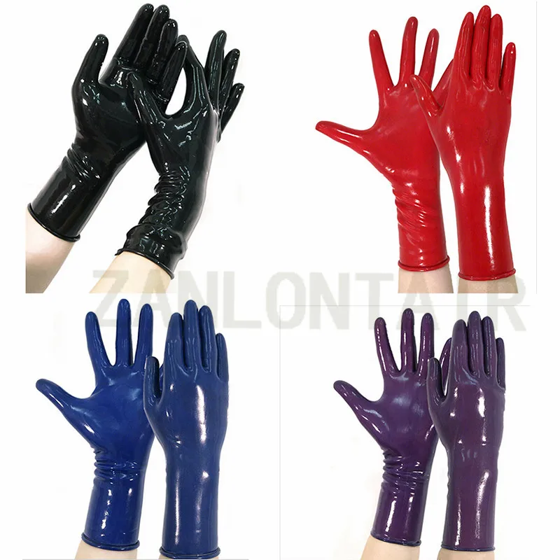 Vêtements de Club de Lingerie Sexy unisexe pour femmes et hommes, gants de poignet en Latex à bord court, uniforme fétichiste Zentai