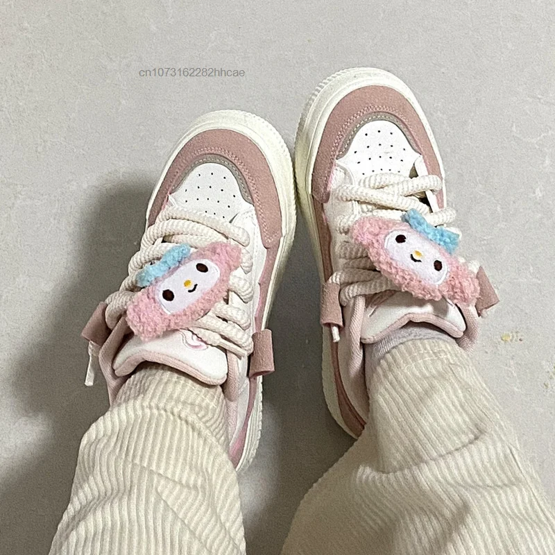 Sanrio Hello Kitty Cinnamoroll Accessories Thick Sole Shoes Cute Girl New Casual Sports Board Shoes Platform Athletic Sneaker