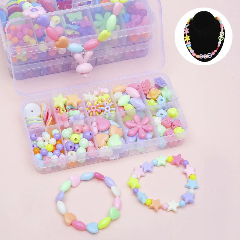 Children's Handmade Beaded DIY Handmade Bracelet Necklace Ornaments Accessories Colorful Beads Educational Toys For Girls Gifts