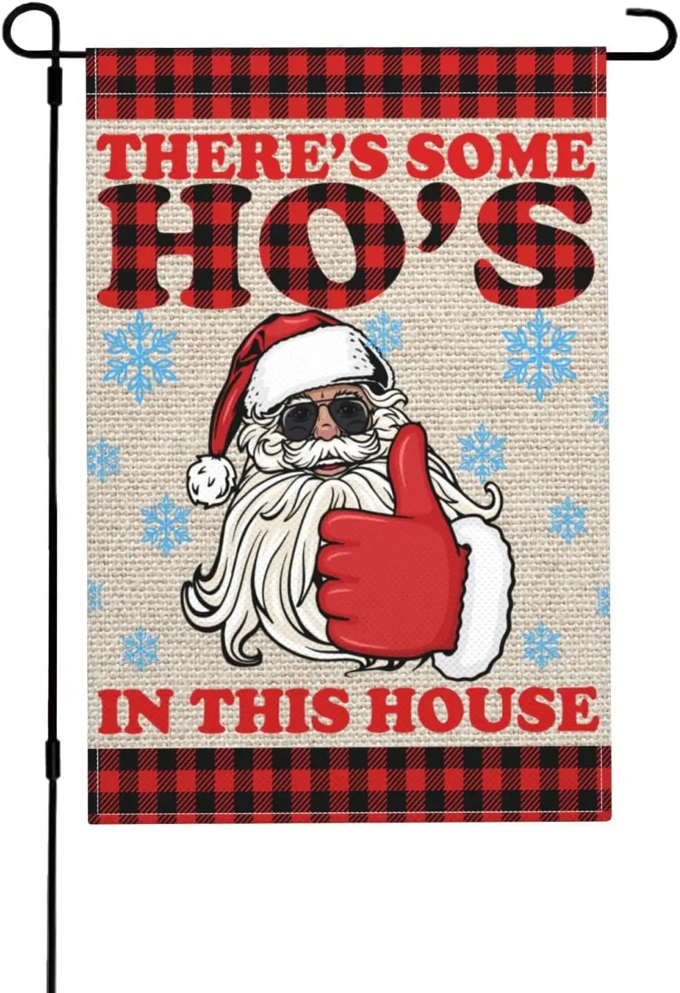 Bandeira de Natal para Jardim: 'Há Alguns 'Ho's' Nesta Casa', Bandeira de Natal do Papai Noel, Decorações de Natal para Exterior TTW LLG GGO