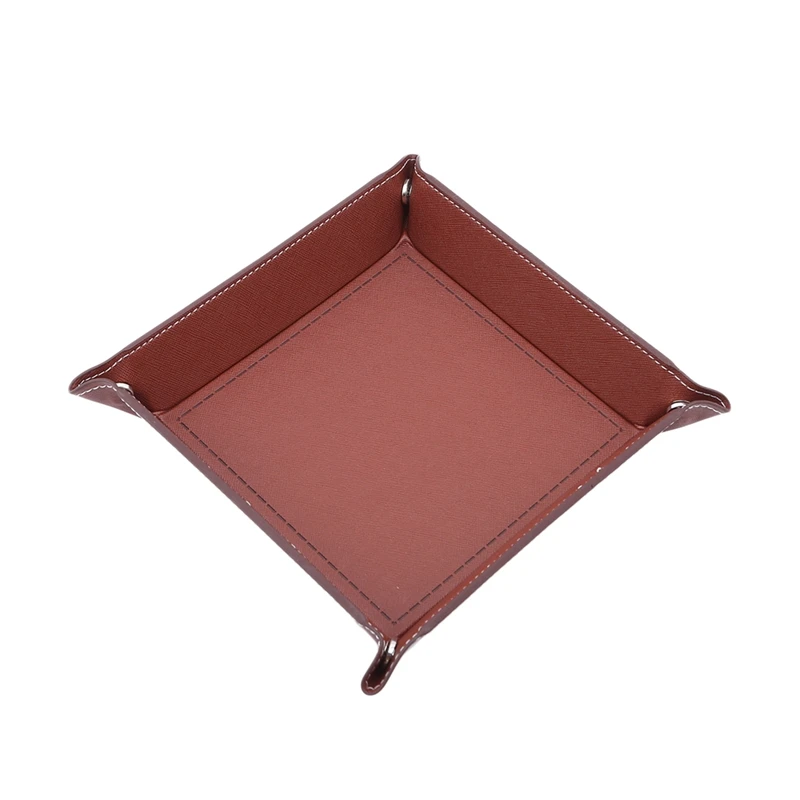 Foldable Storage Box PU Leather Square Tray For Dice Table Games Key Wallet Coin Box Tray Desktop Storage Box Trays Decor