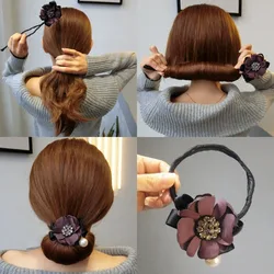 Korean Bun Maker Maruko Hairstyles Elegant Bud Chiffon Flowers Making Long Tools Sweet Headband Hairbands Hair Accessories