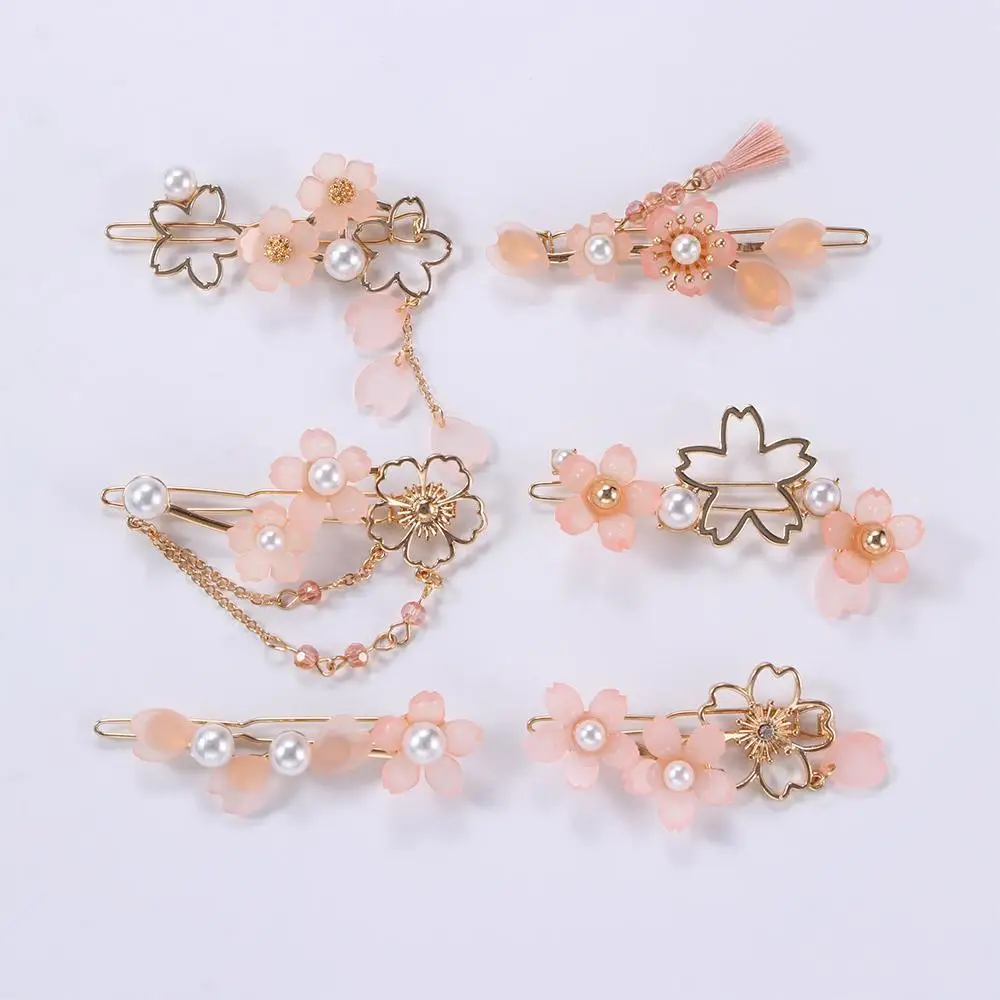 Sakura Flower Tassel Hairpins para meninas, Hairclips Kawaii, Presente japonês, Novo