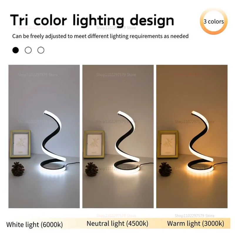 مصباح طاولة أفعواني مرن ومبتكر بثلاثة ألوان إنفينيتي يعتم المكونات في ضوء الليل غرفة النوم بار ضوء جو ديكور