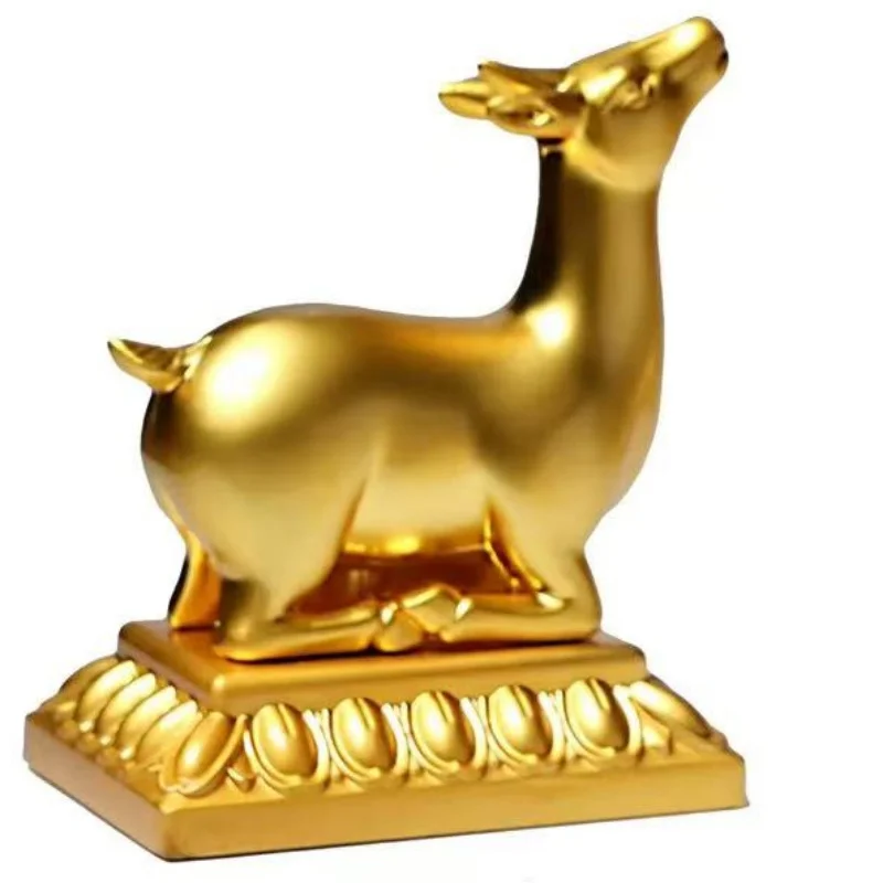 Buddhist Double Deer Dharma Wheel,Eight Auspiciousness Tibetan Altars Golden Wheel,Alloy Buddhist Item Religious Decorative,22cm