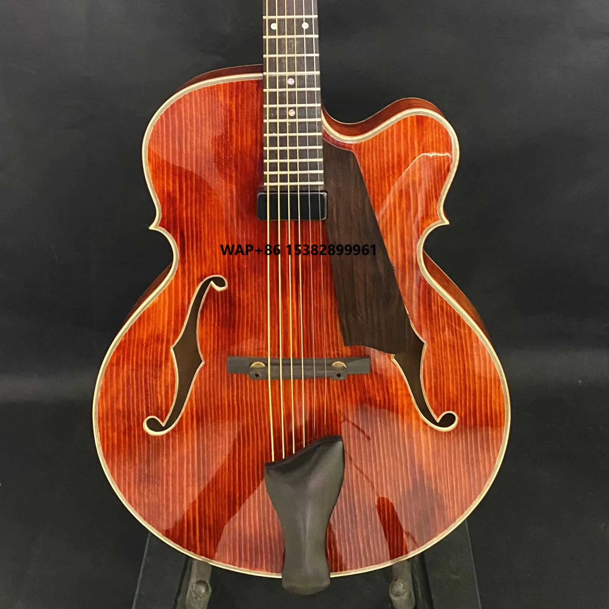 

Yunzhi 15-Inch Customizable Electric Jazz Guitar Solid Maple Hollow Cutaway Archtop Ebony Fingerboard Handmade Special Shape