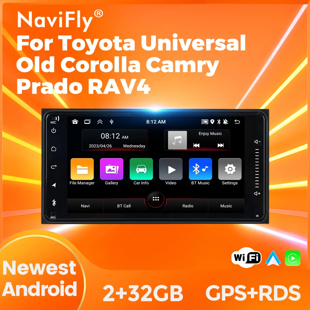 Автоматический усилитель Navifly 2DIN Android для Toyota с функцией Wi-Fi, интерфейс Plug to Play, стальной и резиновый материал