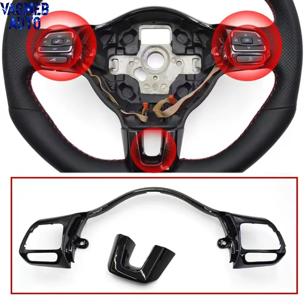 Lenkrad-Multifunktionsknopf-Dekorrahmenabdeckung für VW Golf VI MK6 Innenraum-Modifikationszubehör – Detail 1