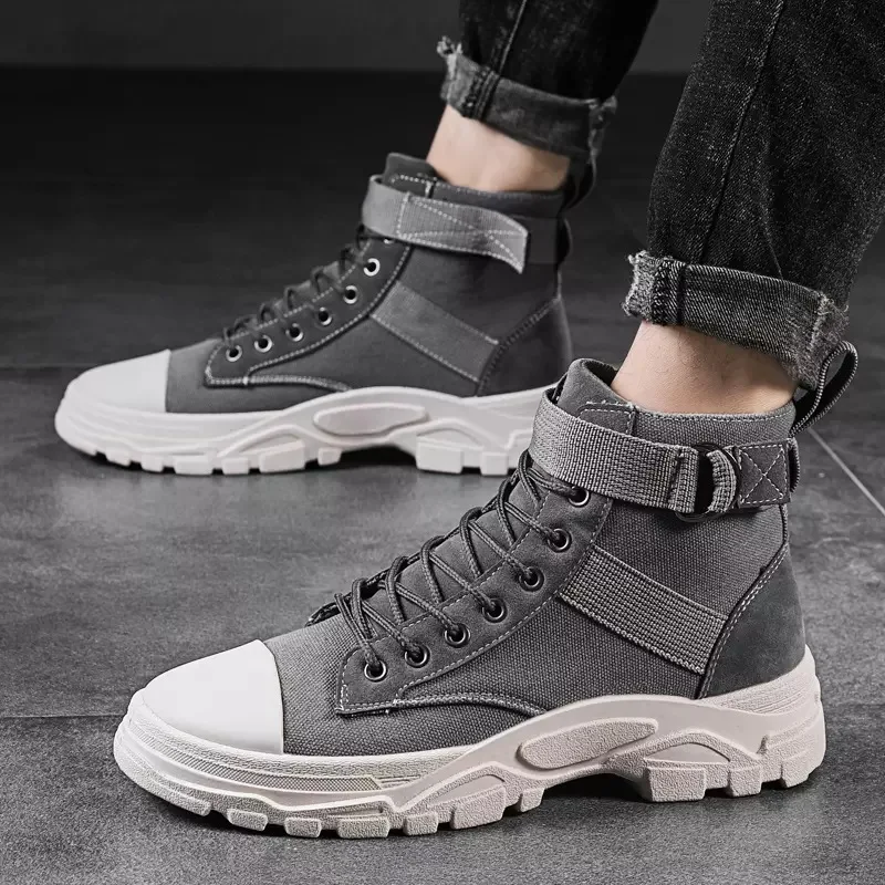 Men\'s Boots 2024new Breathable Canvas Boot Non Slip Hiking Boots for Men Lace Up Sneakers High Top Tooling Boot Botas Masculinas