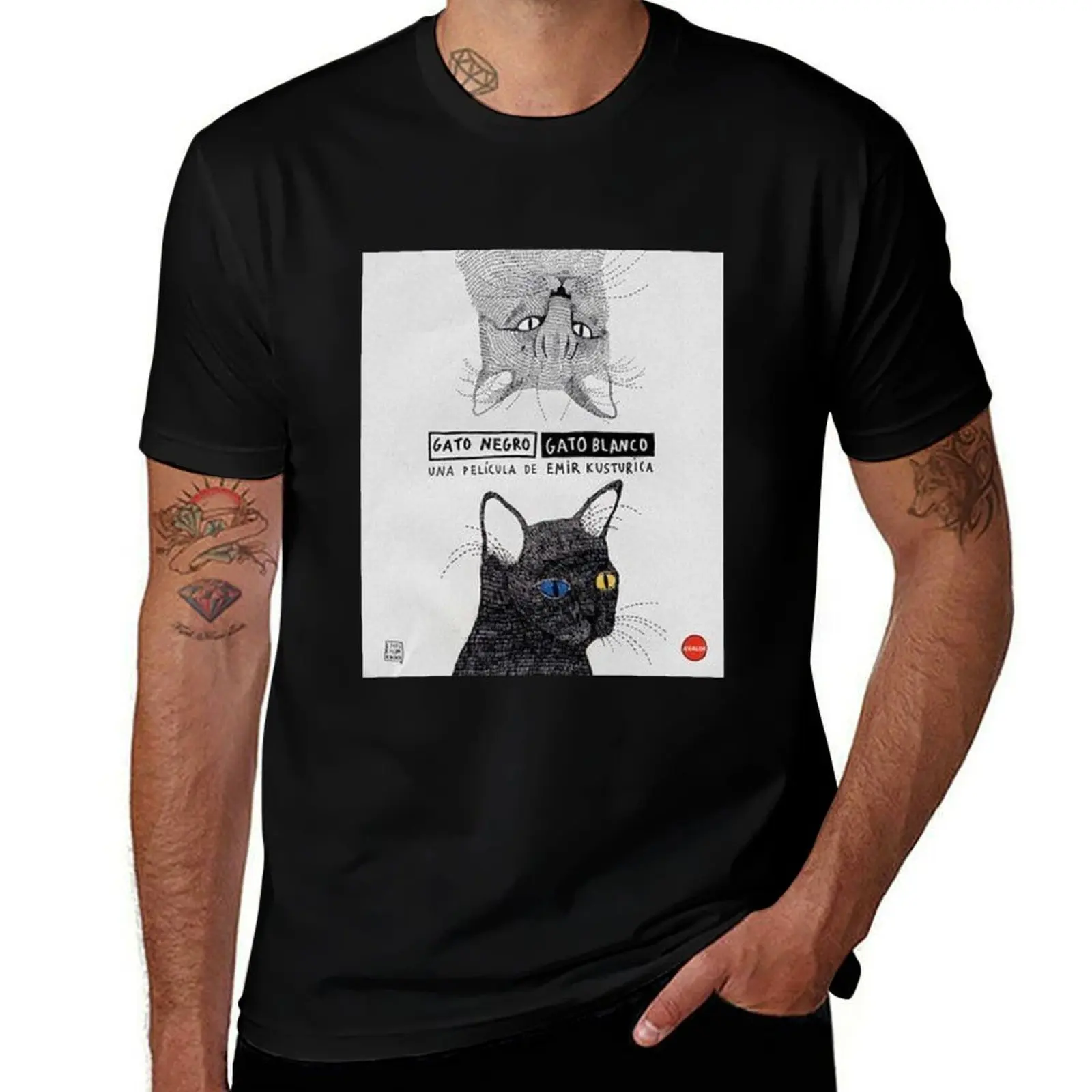 Футболка Gato Negro Gato Blanco от Emir Kusturica, простая повседневная хлопковая футболка с короткими рукавами