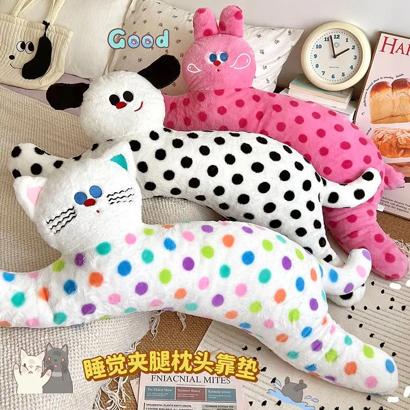 

Multicolor Polka Dot Cat Stuffed Animal Plush Toy Soft Long Body Pillow Cute Throw Pillow For Bed Sleeping For Adult Women